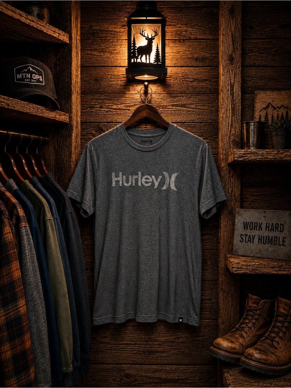 Hurley Logo Fade Men's Medium T Shirt Gray